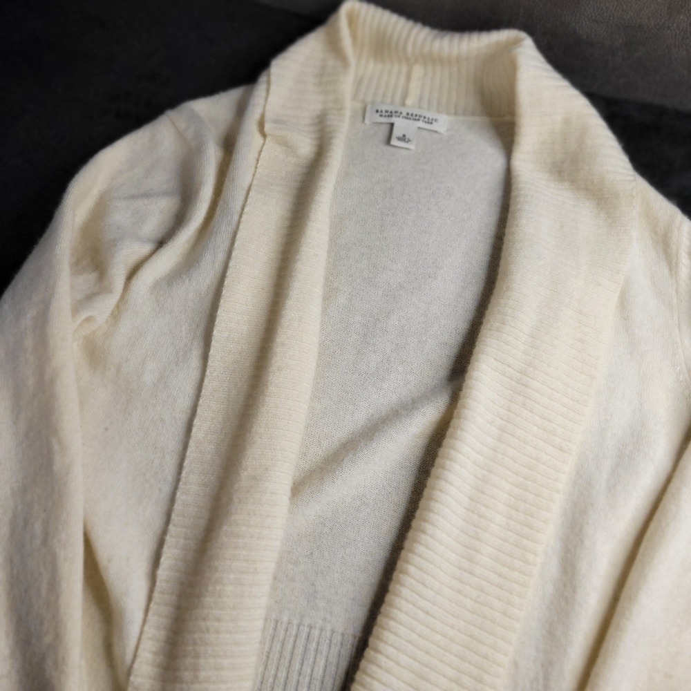 Banana Republic‎ Cream Shawl Collar Cardigan Sweater Italian Yarn Cashmere Small